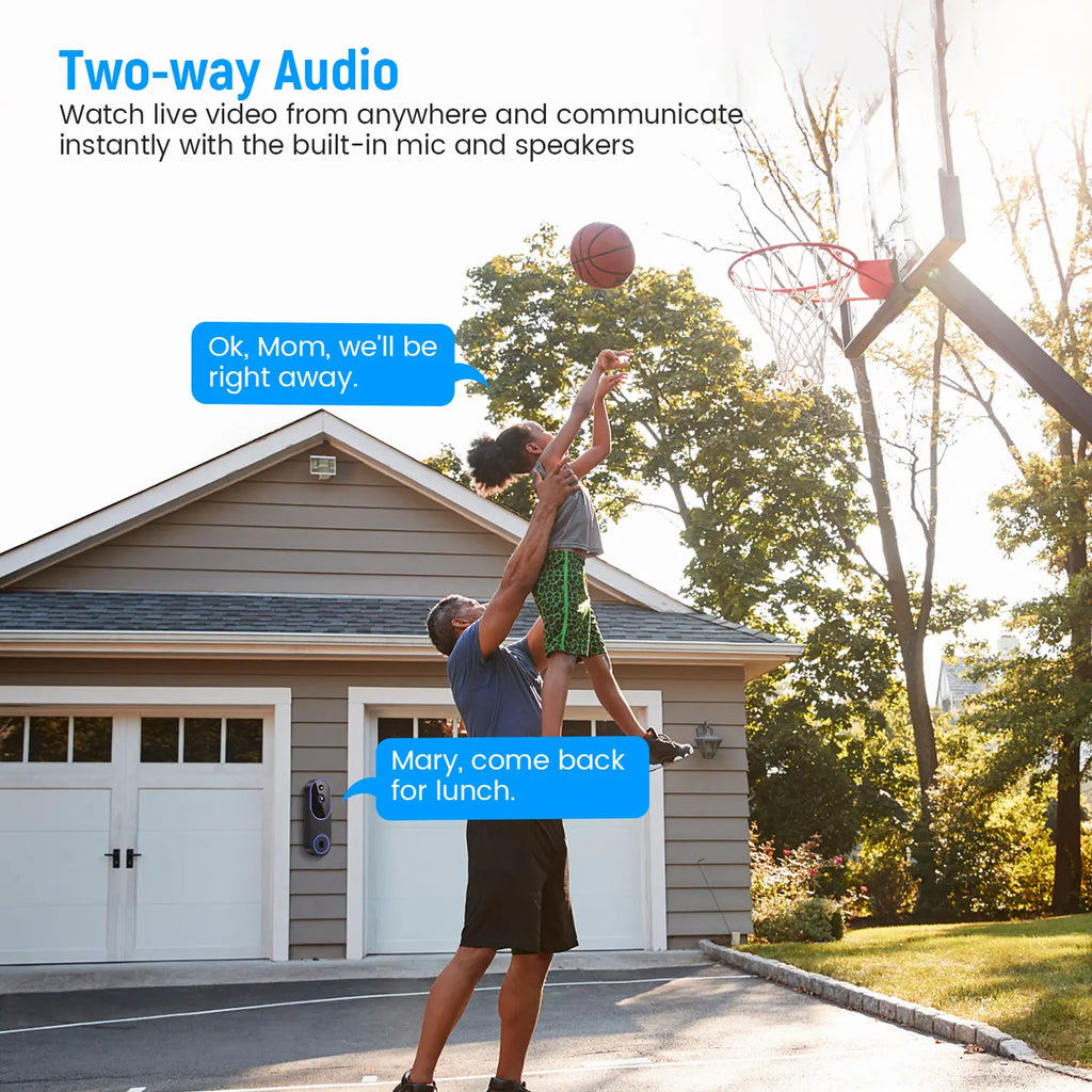 1080P Wireless Video Doorbell Camera, Al Human Detection, Live View, Cloud Storage, Night Vision, Two Way Audio, Instant Alert, 2.4G Wifi Only, Indoor/Outdoor Surveillance Cam for Home Security System