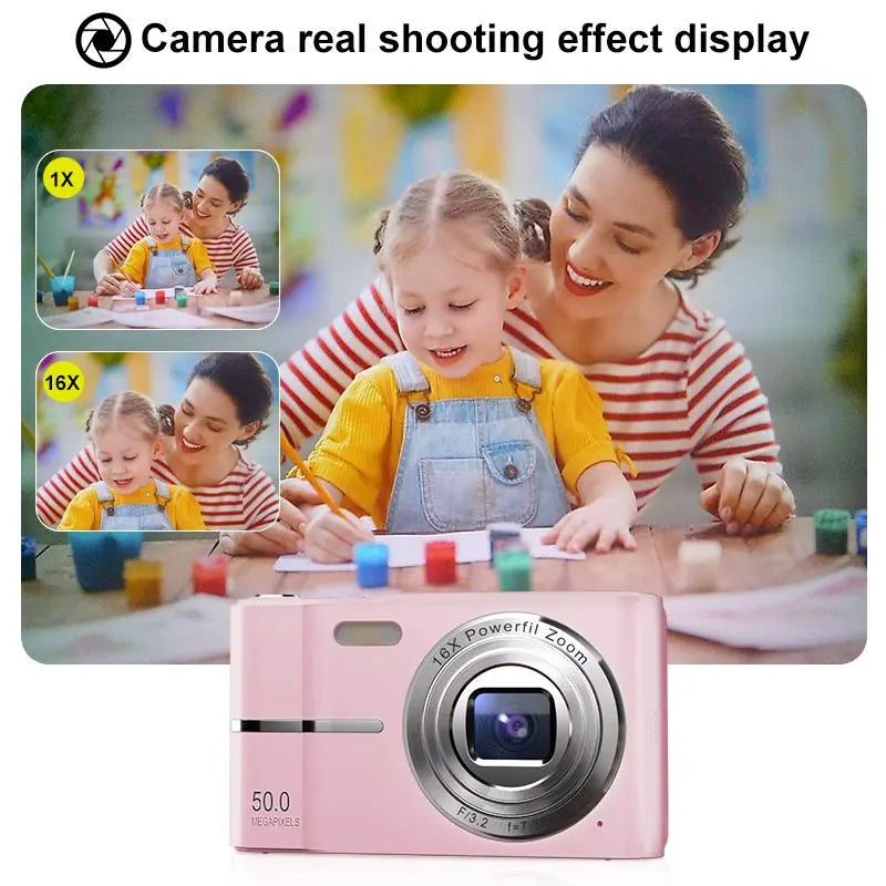 Capture every moment with the FHD 1080P Mini Digital Camera! Perfect for teens and students, this portable pocket-sized gadget features 16X digital zoom and comes with an SD card. A great gift idea for aspiring photographers! #TechGadgets #PhotoMagic