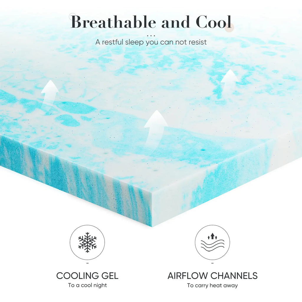 Transform Your Sleep with Our Cooling Gel Memory Foam Bed Topper - The Ultimate Cozy Gift for Back to School and Home Decor!