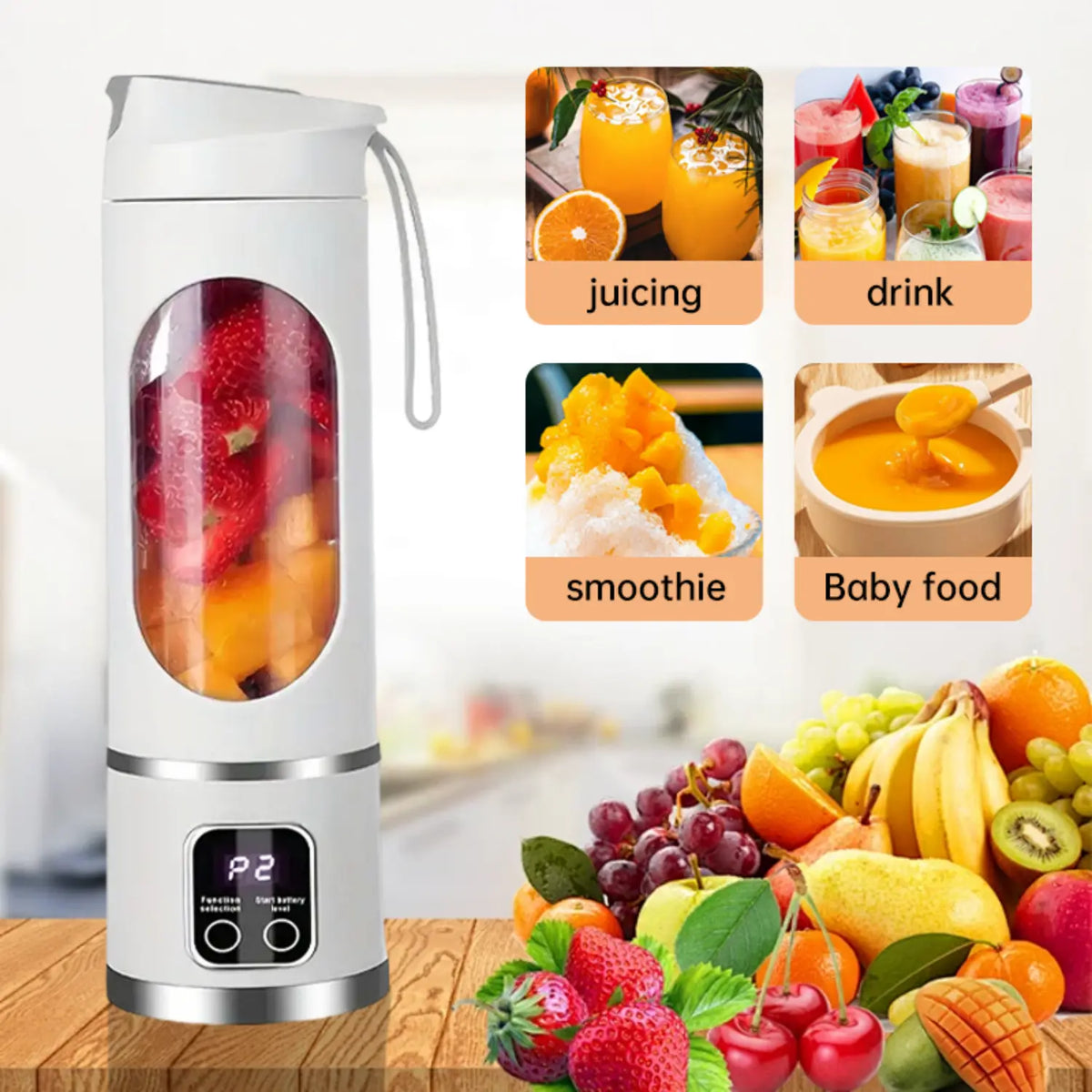 【Tiktok Top Seller】Digital Multimode Juicer Blender - Smart LED Display, Diet-Friendly, Leak Proof Design for Smoothies Liquid Diet, Ice Shakes, Fresh Juice & Baby Food, Compact Blender Smoothieblender for Home & Travel, Summerwins Dealsforyoudays