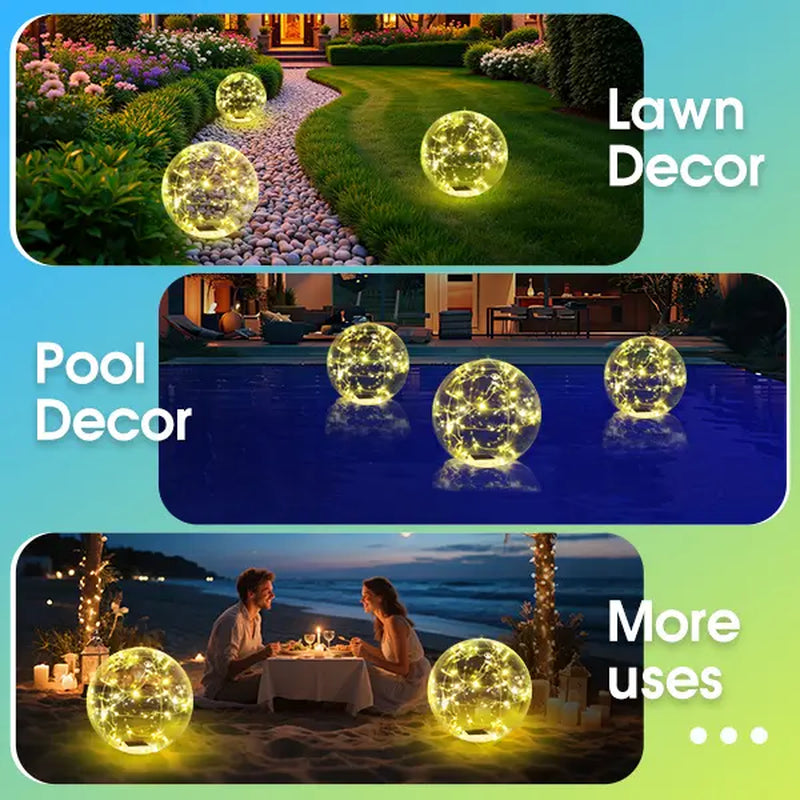 Solar Floating Pool Lights, 2 Pack 15 Inch Warm White Inflatable LED Pool Balls, IP68 Waterproof, Solar Powered Light Balls for Floating or Hanging, Pool and Patio Decor