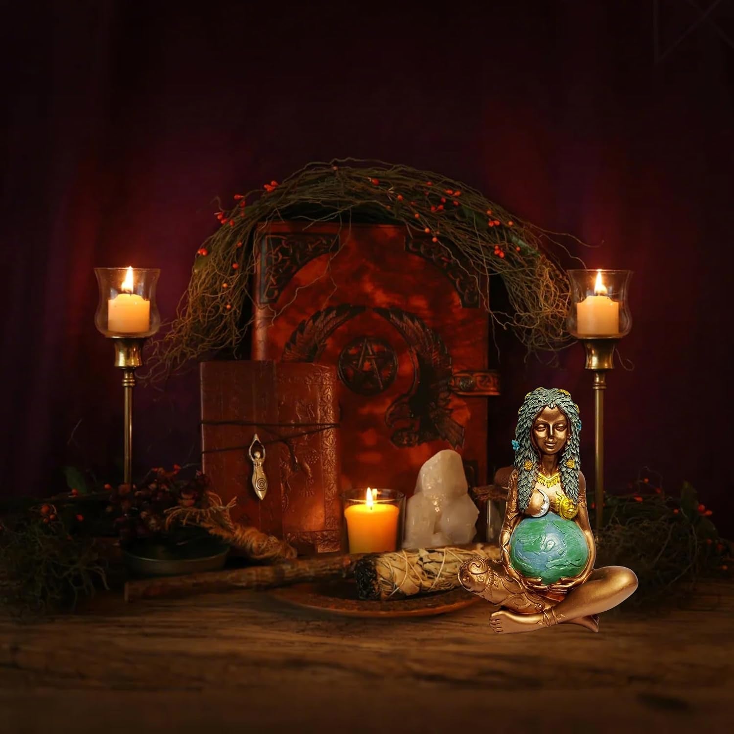 Mother Earth Statue, Fertility Nature Gaia Goddess Statue, Wiccan Altar Table Supplies