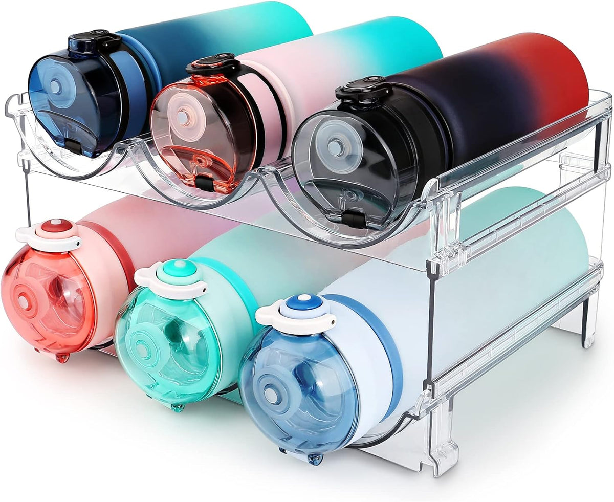 Stackable Storage Rack for Water Bottle Organization - 2-Pack for Cabinets and Countertops