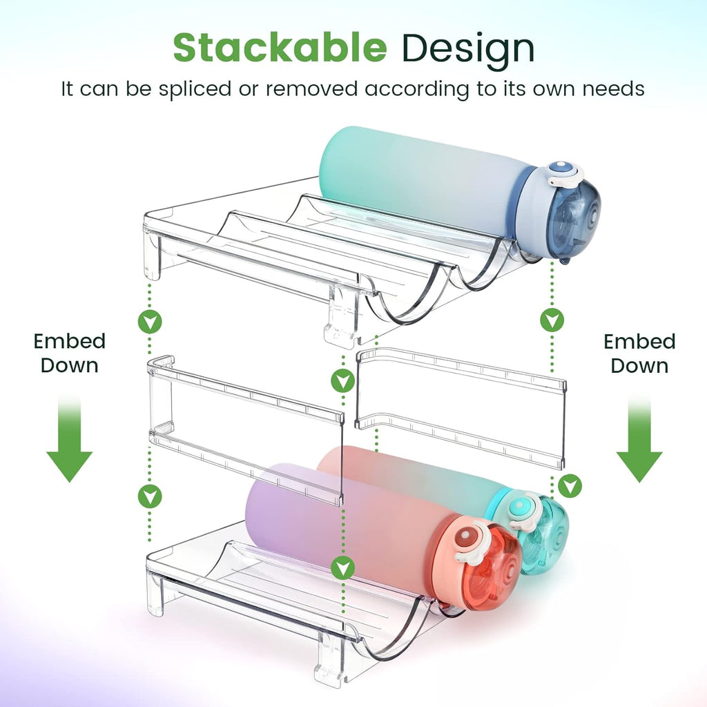 Stackable Storage Rack for Water Bottle Organization - 2-Pack for Cabinets and Countertops