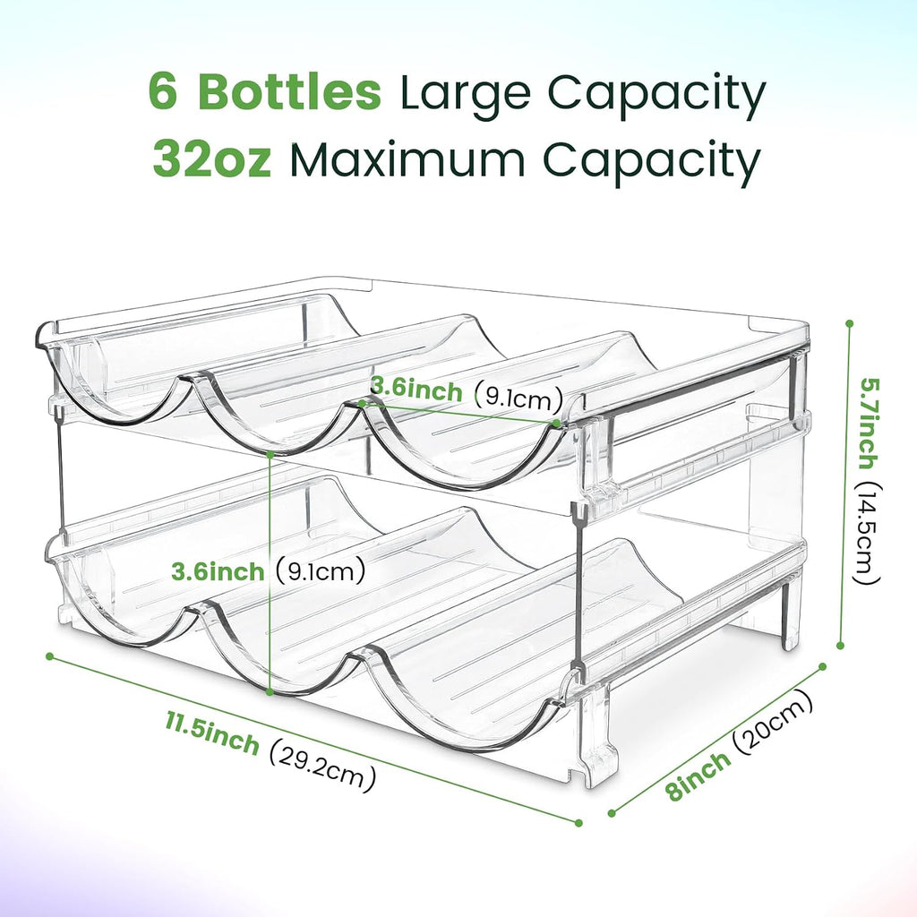 Stackable Storage Rack for Water Bottle Organization - 2-Pack for Cabinets and Countertops