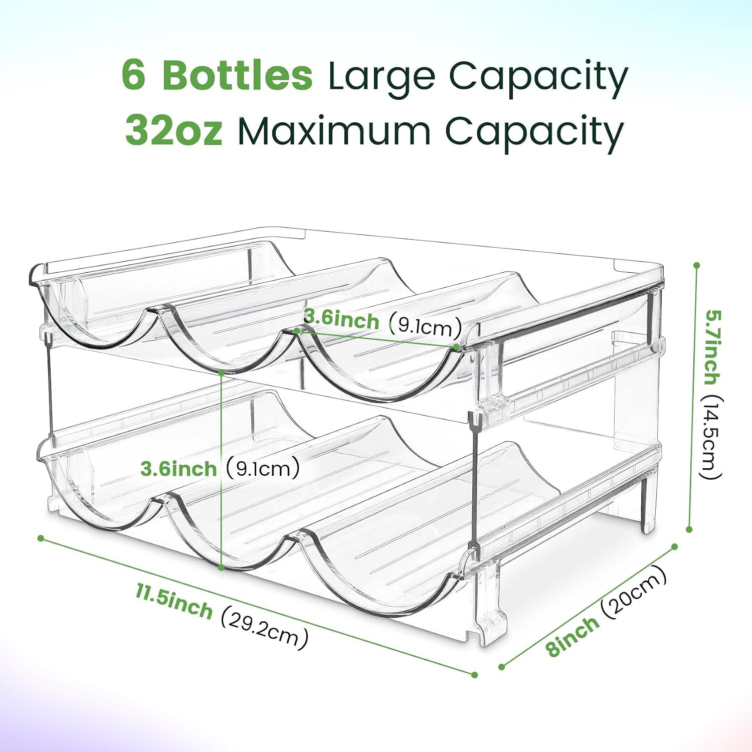 Stackable Storage Rack for Water Bottle Organization - 2-Pack for Cabinets and Countertops