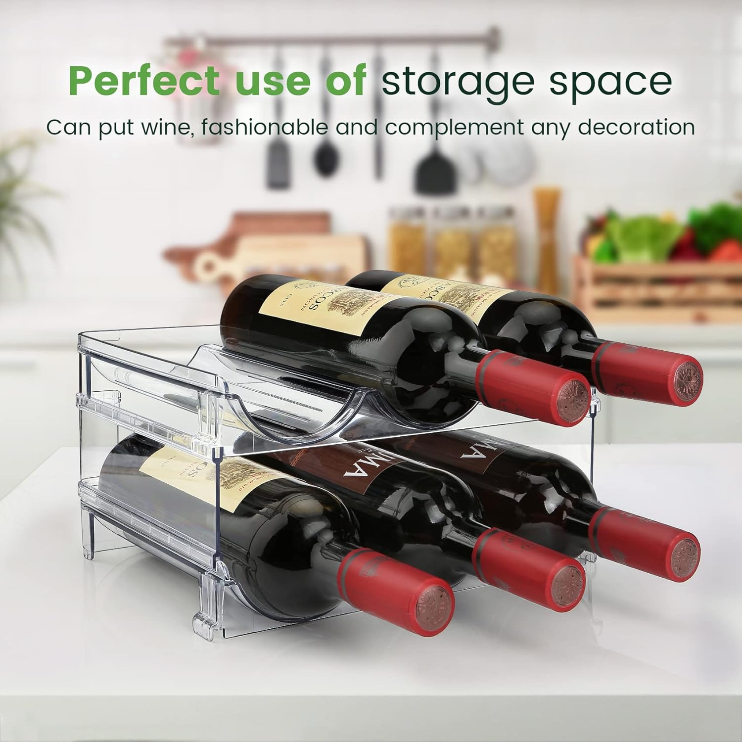 Stackable Storage Rack for Water Bottle Organization - 2-Pack for Cabinets and Countertops