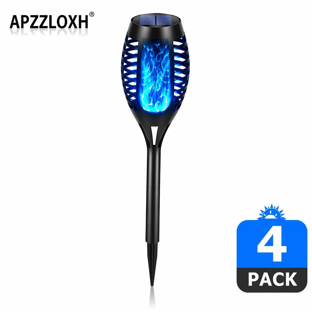 APZZLOXH Solar Torch Lights - Blue Flame Backyard Garden Glow Lantern, IP65 Waterproof Auto On/Off Solar Outdoor Lamp for Patio Landscape Lighting Decor, Backyard Solar Lights
