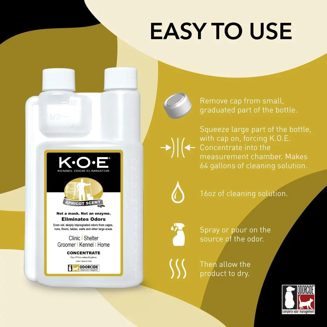 Say goodbye to pet odors! 🌟 K.O.E. 16Oz Kennel Odor Eliminator - Choose Your Favorite Scent! 🐾✨