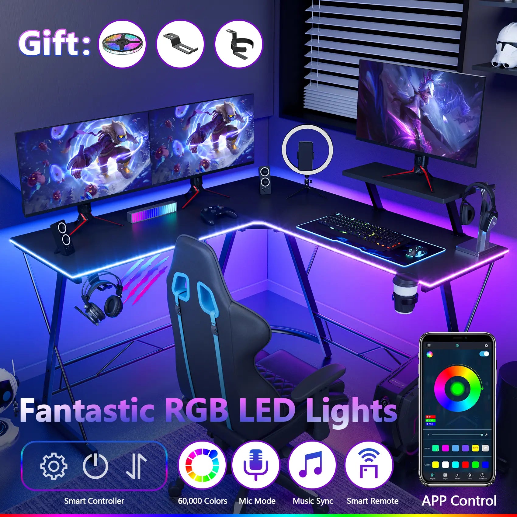 Level up your gaming setup with the Mr IRONSTONE L Shaped Gaming Desk! Perfect for your home office or gaming corner, featuring a sleek carbon fiber surface and a spacious monitor stand. Easy assembly and a great Father's Day gift! #GamingDesk #HomeOffice #FathersDayGift