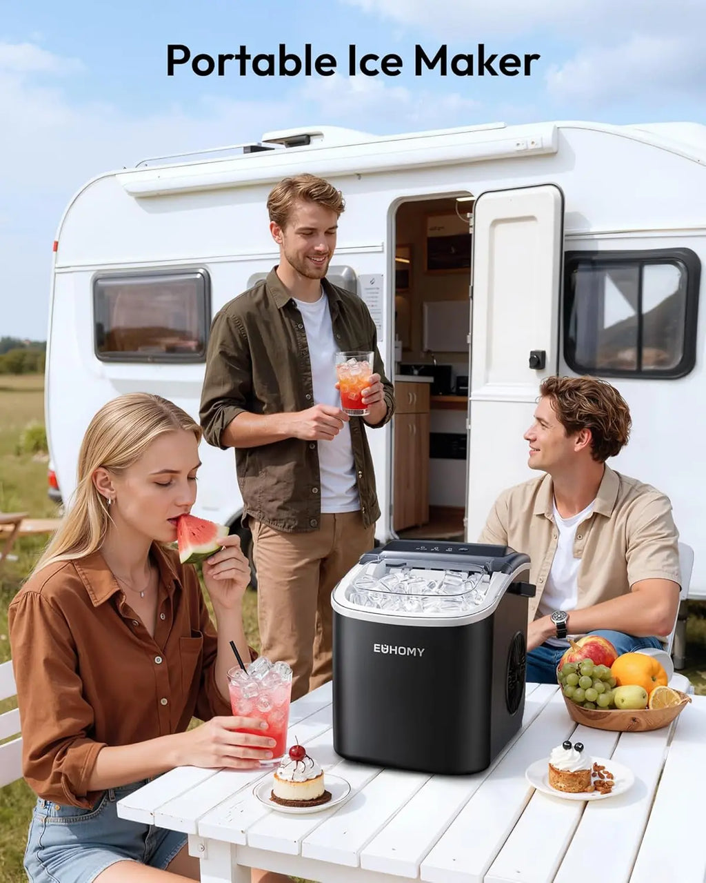 Chill Out Anywhere! ❄️ Meet the 2024 EUHOMY Portable Ice Maker – 26Lbs of Ice in Just 24Hrs, 9 Cubes in 6 Mins! Perfect for Home, Kitchen, Camping & RV Adventures! 🧊✨ #IceMaker #SummerVibes