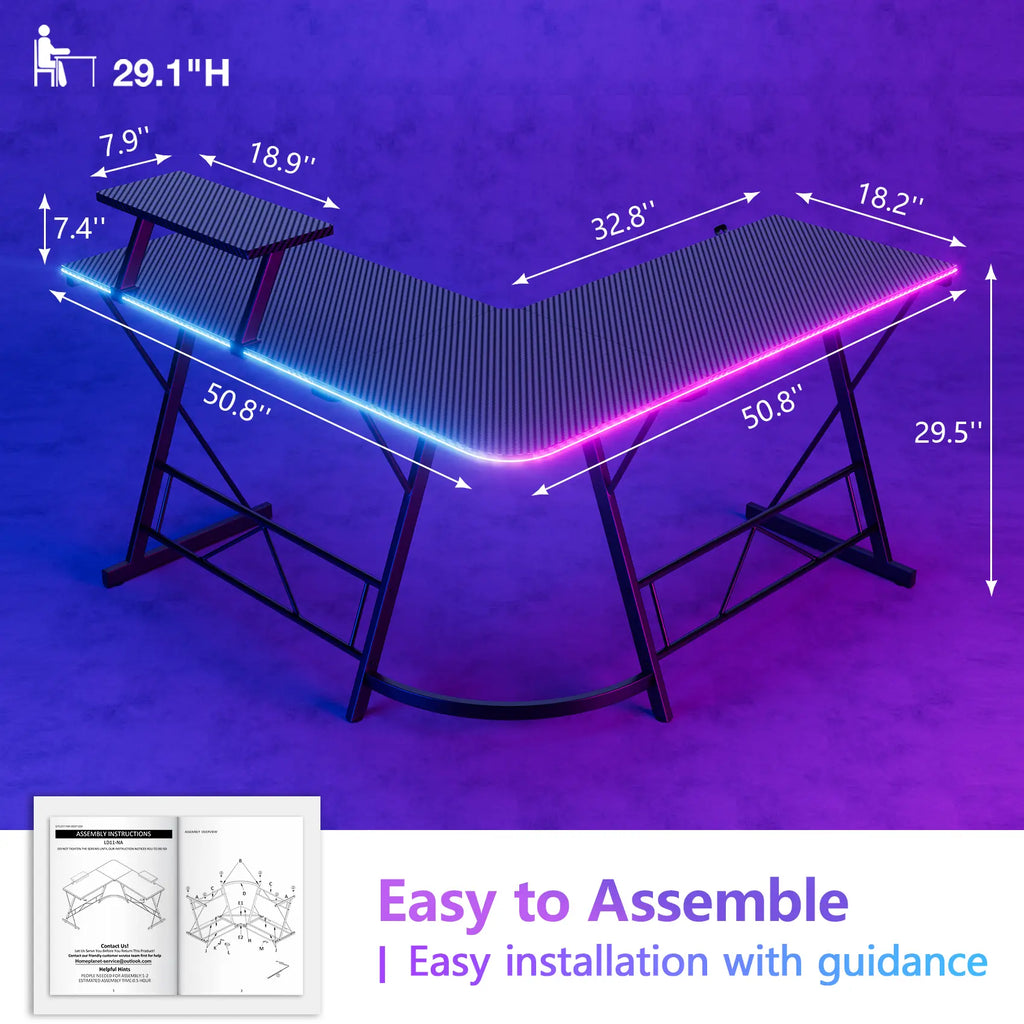 Level up your gaming setup with the Mr IRONSTONE L Shaped Gaming Desk! Perfect for your home office or gaming corner, featuring a sleek carbon fiber surface and a spacious monitor stand. Easy assembly and a great Father's Day gift! #GamingDesk #HomeOffice #FathersDayGift