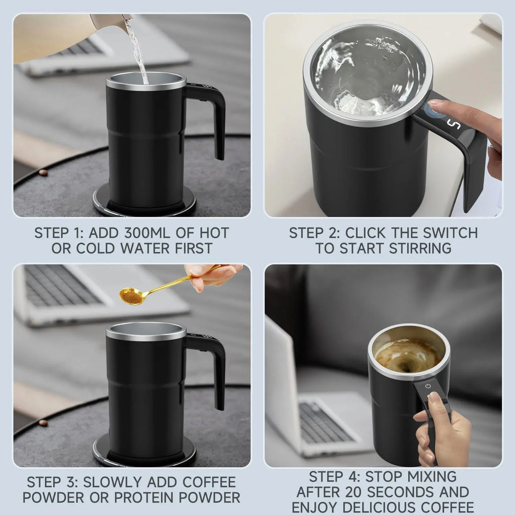 Meet the Smart Coffee Cup: Automatic Stirring, Temperature Display & USB Rechargeable - Perfect for Coffee, Tea, & More! ☕✨ Ideal Gift Alert! 🎁