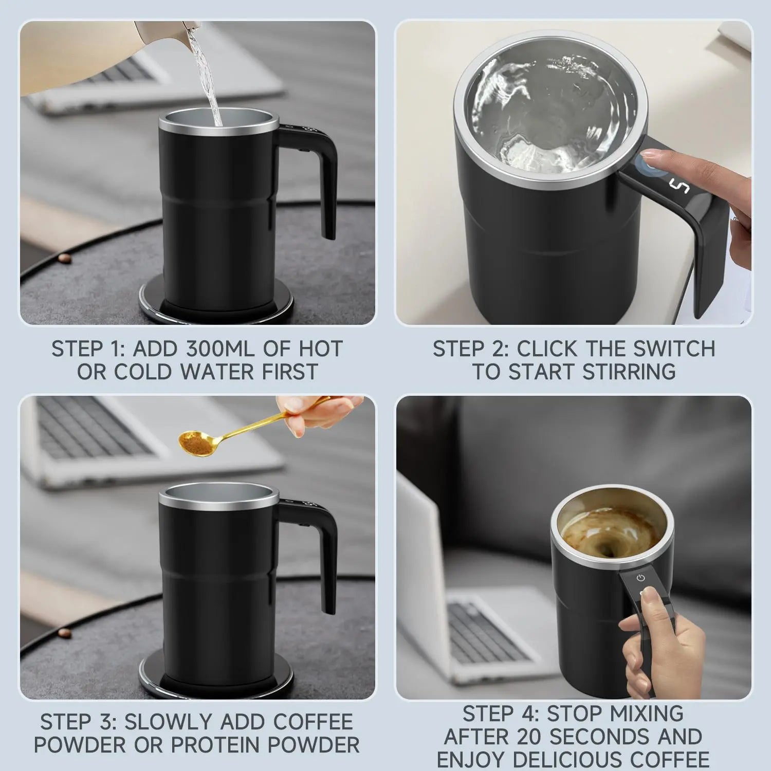 Meet the Smart Coffee Cup: Automatic Stirring, Temperature Display & USB Rechargeable - Perfect for Coffee, Tea, & More! ☕✨ Ideal Gift Alert! 🎁