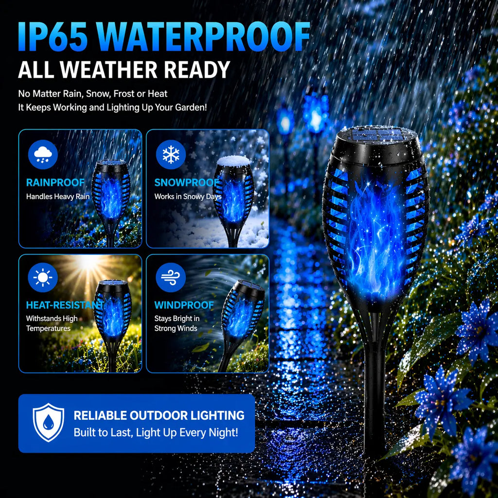APZZLOXH Solar Torch Lights - Blue Flame Backyard Garden Glow Lantern, IP65 Waterproof Auto On/Off Solar Outdoor Lamp for Patio Landscape Lighting Decor, Backyard Solar Lights