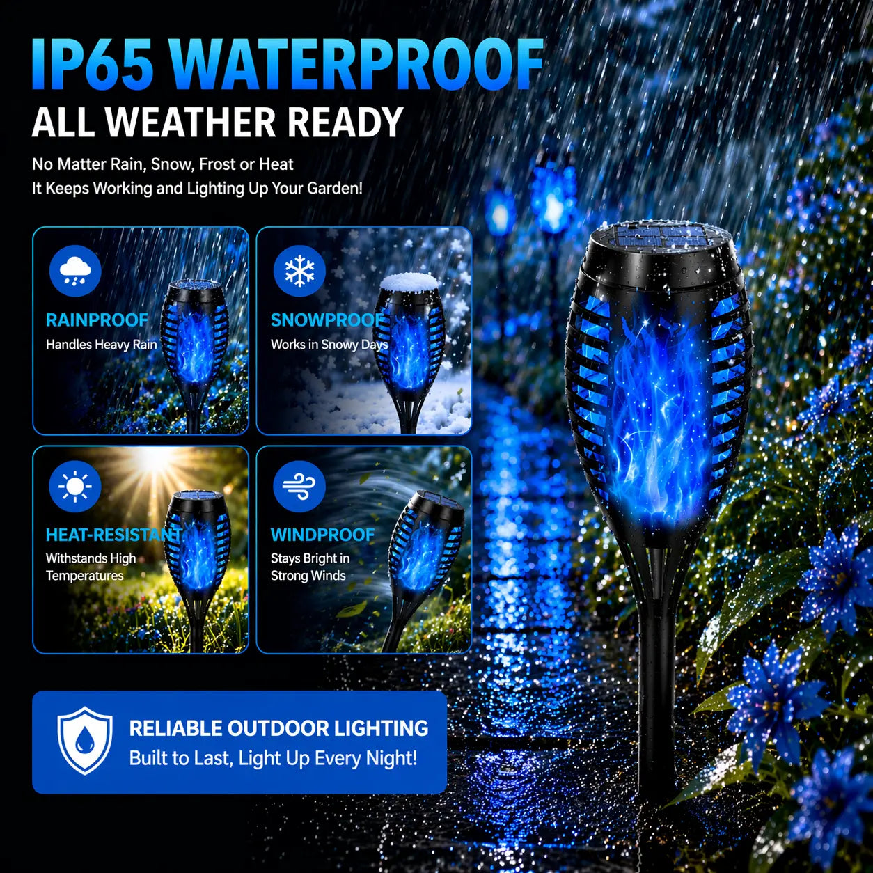 APZZLOXH Solar Torch Lights - Blue Flame Backyard Garden Glow Lantern, IP65 Waterproof Auto On/Off Solar Outdoor Lamp for Patio Landscape Lighting Decor, Backyard Solar Lights
