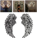 Angel Wings Metal Wall Art Decor with LED Lights - 3D Sculptures for Home, Bedroom, Living Room, Garden, and Office (12 Inches)
